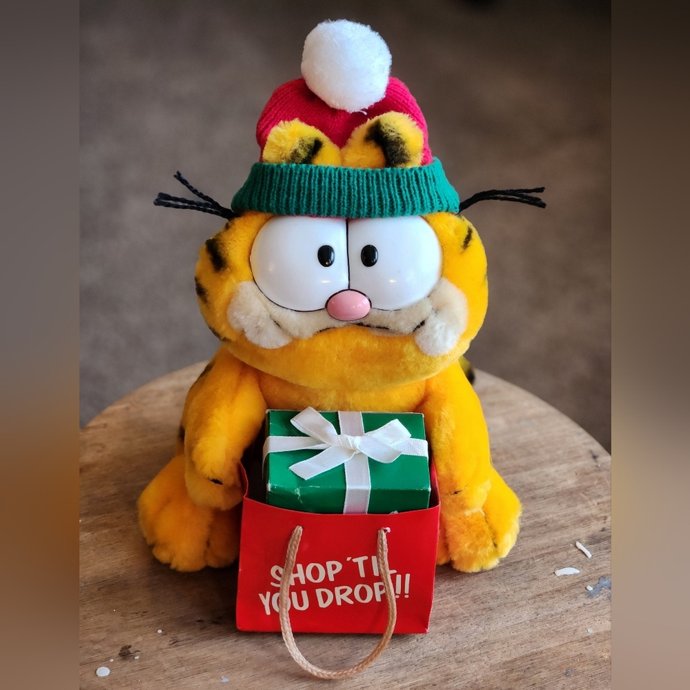 Vintage Garfield Shop Til You Drop Stuffed Animal 1981 Holiday Gift Present